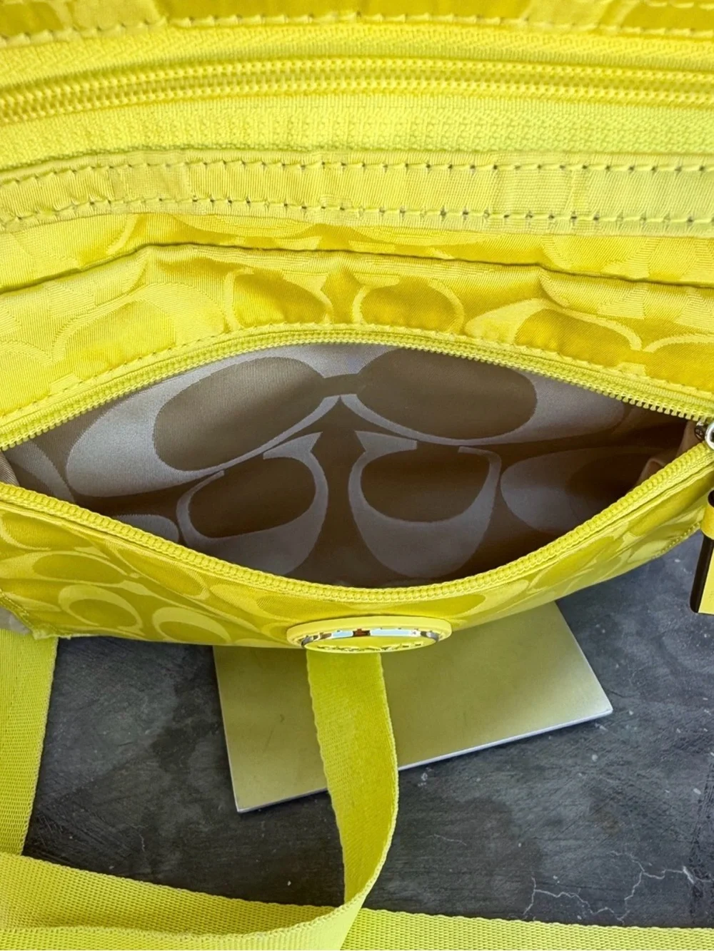 COACH Yellow Signature Nylon Crossbody Bag